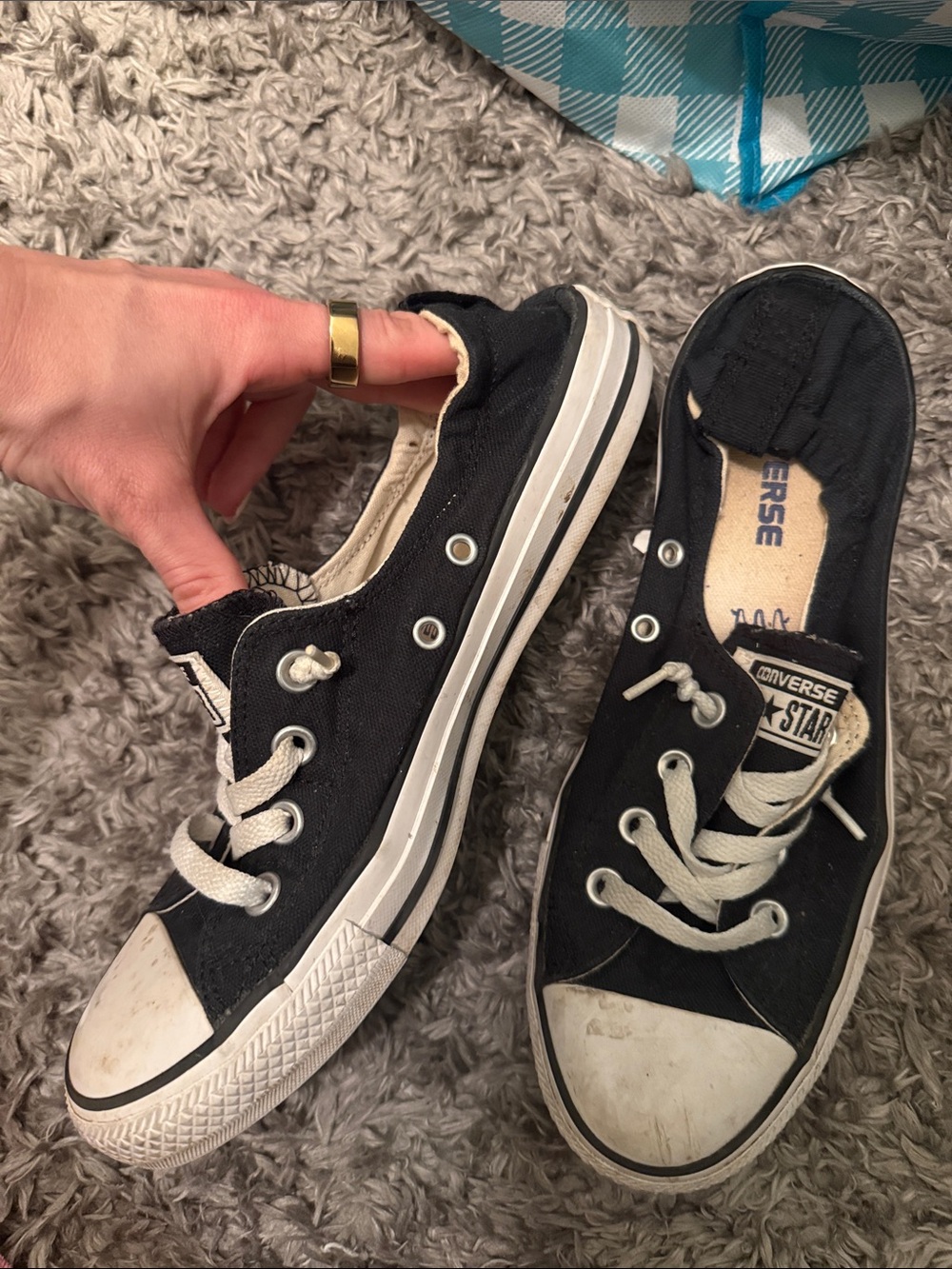 Converse Black Canvas Low Top Sneakers with White Accents - Picture 2 of 4